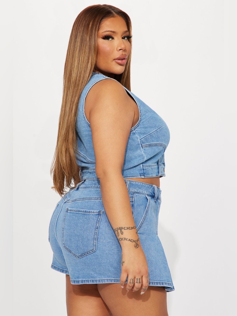 Nashville Denim Pleated Skort Set - Medium Wash - Picture 6 of 7